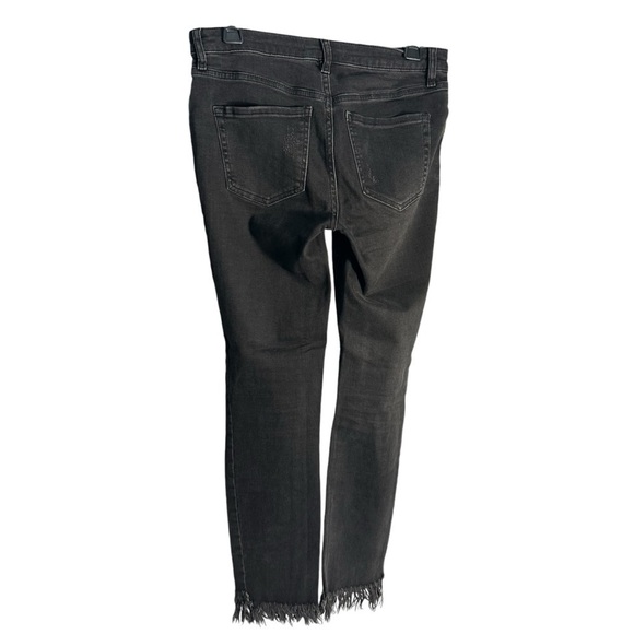 Free People Black Wash Raw Hem Skinny Jeans Sz 26 - Picture 2 of 11